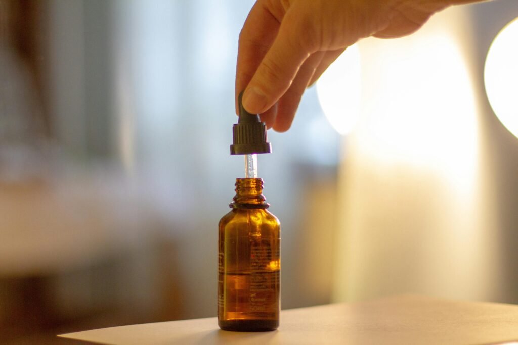 A peptide serum on a table