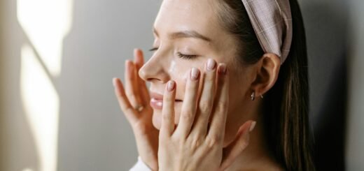 A woman touching her eye area