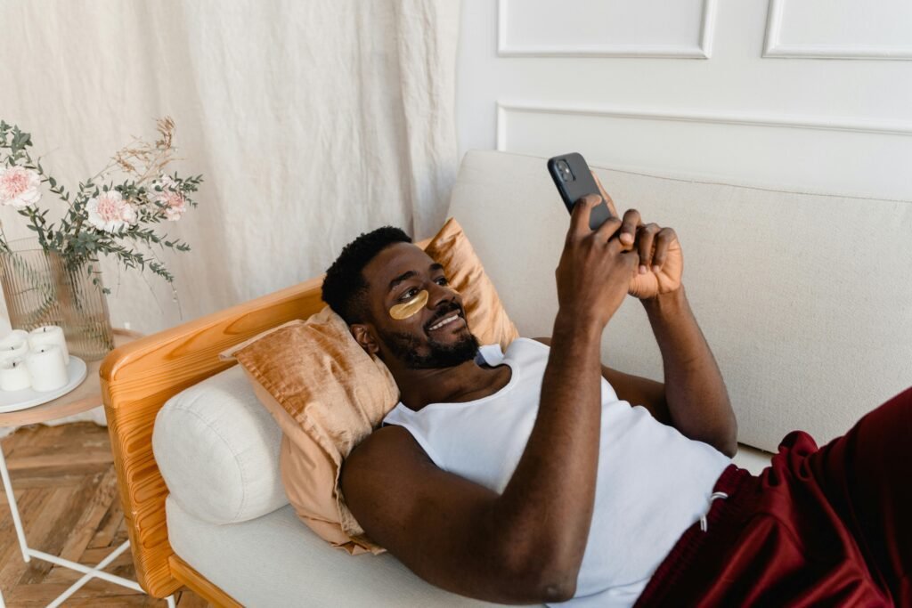 Man with skincare product on His face